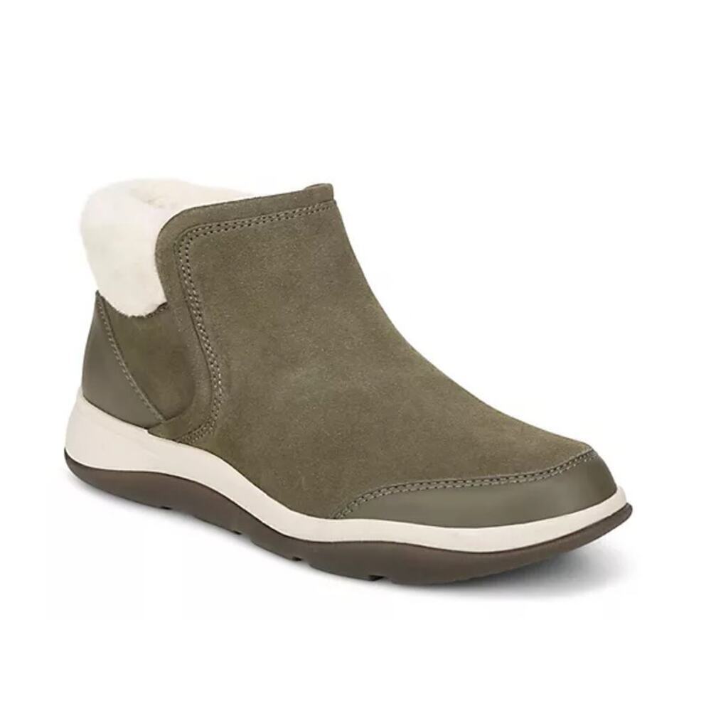 Vionic Women's Olive Norwood Faux Fur Water-Repellent Suede Boots Size 8